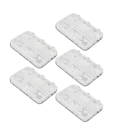 Nail Charms Durable Decorative Nail Art Rhinestones White Small 5 Boxes Beautiful for Travel for Girls (DQ-A03)