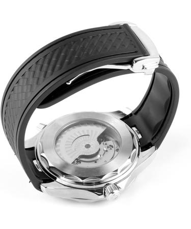 Neyens 20mm Rubber Clock Band for Omega Seamaster 300 AT150 De Ville Speedmaster - Replacement Bracelet Accessories with Black Buckle - Buy Online on GoSupps.com