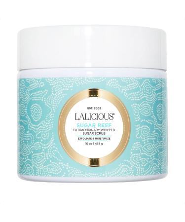 LALICIOUS Sugar Reef Moisturizing Body Scrub - Cane Sugar Body Scrub with Coconut Oil & Honey No Parabens (16oz)