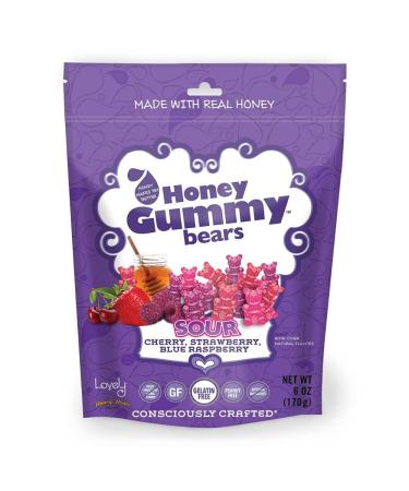 Lovely Candy Honey Gummy Bears - Sour Cherry, Strawberry & Blue Raspberry - 6 oz - Buy Online on GoSupps.com