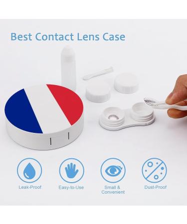Flag of France Round Case For Contact Lens Kit Storage Box with Mirror Printed - Buy Online on GoSupps.com
