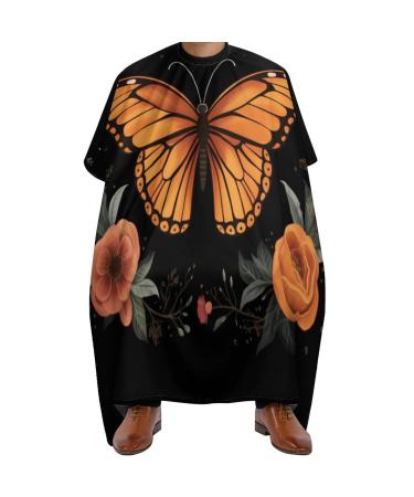Butterfly Moon Flower Boho Aesthetic Mandala Professional Barber Cape Polyester Hair Cutting Salon Cape Water Stain Resistant Apron Cutting Hair Beard Hairdressing Cape Anti-Static Haircut 56.7 66.9 I