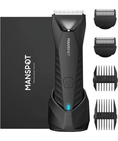 MANSPOT Manscape Trimmer for Men Pubic Hair Body Hair Trimmer for Men Women Electric Groin Trimmer for Men Ball Trimmer for Men Electric Trimmer for Men&Women-Standing Recharge Dock&Ceramic Heads Manscape Black