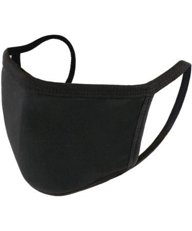 LOFBAZ Cotton Cloth Face Mask with Filter Pocket Washable Reusable (Black - Pack of 10 Adult Medium) Black - Pack of 10 Adult Medium