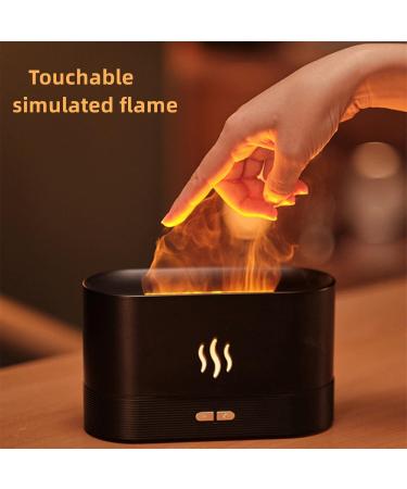 Simulated Flame Air Diffuser | Essential Oil Diffuser | Mini Portable Cool Mist Humidifier for Home Office Yoga & Spa | Waterless Auto Off | Travel-Friendly (White/Black - Buy Online on GoSupps.com