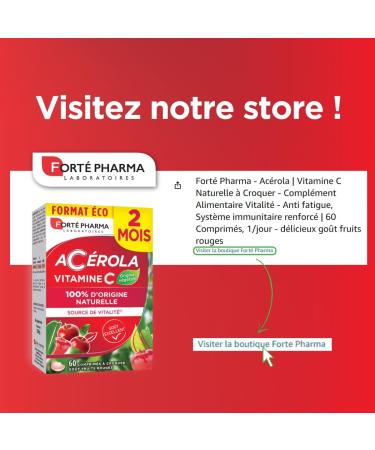 Fort Pharma - Acerola | Natural Vitamin C Chewable - Vitality Food Supplement | 60 Chewable Tablets - Delicious Red Fruit Fl - Buy Online on GoSupps.com