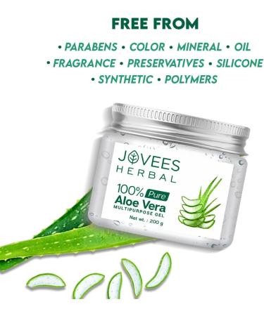 Jovees Herbal 100% Pure Aloe Vera Multipurpose Gel | Size: 200gm x Pack of 1 | For Face Skin & Hair | For Both Men & Women | Use for Daily | Paraben Free | Very Lightweight | Non-Greasy - Buy Online on GoSupps.com