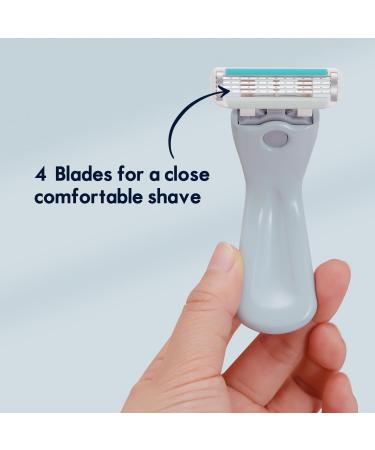 4-Blade Metal Razor Handle for Hassle-Free Shaving | Includes 4 Easy Replacement Cartridges | Ideal for Men & Women - Buy Online on GoSupps.com