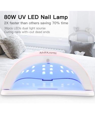 UV LED Nail lamp Nail curing Dryer 80W Fast professional Gel polish Nail light with 4 Timmer setting Auto sensor LCD Display portable tools for manicure/pedicure art salon and home Pink - Buy Online on GoSupps.com