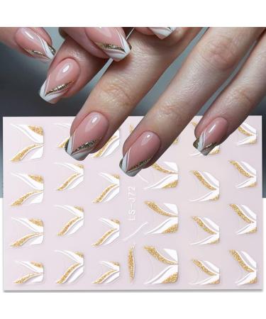 Gold Stripe French Nail Art Stickers - 9 Sheets 3D Self Adhesive Decals for DIY Manicure - Buy Online on GoSupps.com