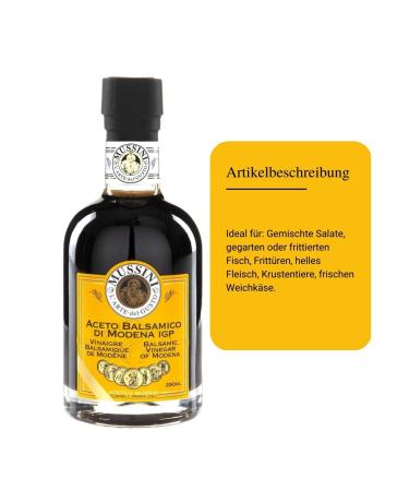 Mussini Aceto Balsamico di Modena IGP - 12 Years Aged Gold Medal Winner 250ml - Award-Winning Balsamic Vinegar from Emilia-Romagna - Buy Online on GoSupps.com