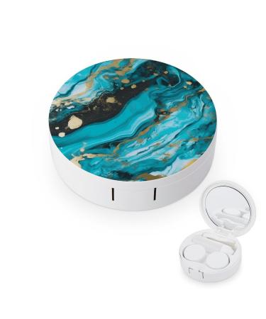 Contact Lens Case Turquoise Blue Gold Marble Portable Travel Contact Lens Box Contact Lens Storage Box