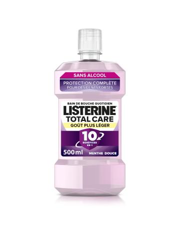 Listerine Bain de Bouche Total Care Go t Plus L ger 0% alcool (bouteille de 500 ml) Soin bucco-dentaire 10 b n fices en 1 Bain de bouche sans alcool pour une haleine fra che durable 500 ml (Lot de 1)