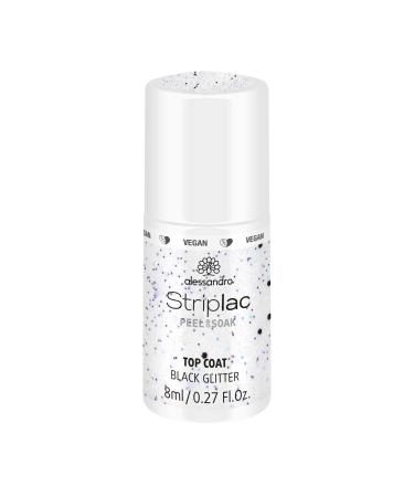 Alessandro Striplac Top Coat Black Glitter - UV overlack for brilliant shine - fast -drying and protective - vegan and animal test -free - 8 ml black glitter 8 ml (1 Pack)