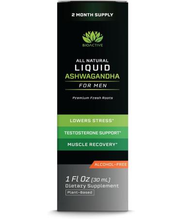 BIOACTIVE Liquid Ashwagandha Supplement Drops - Testosterone Booster For Men* - Adaptogen for Stress Support Men s Wellness - Organic Vegetarian Gluten Free Non-GMO 59 Servings (1 Oz Unflavored) Unflavoured 1 Fl Oz (P  - Buy Online on GoSupps.com