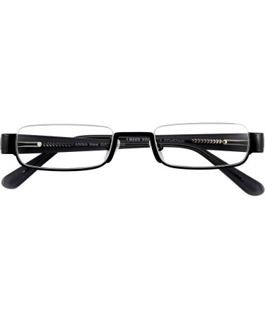 Stylish High-Quality Black Reading Glasses 1.5 Diopters for Men & Women - Modern Nylor Half-Girdle Design with Hard Shell Case - Buy Online on GoSupps.com