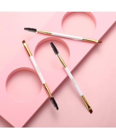 Docolor Eyebrow Brush Duo - Professional Angled Brow Brush Set with Spoolie for Precise Shaping and Lining - White 3PCS - Buy Online on GoSupps.com