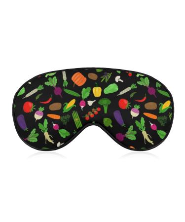 Colorful Vegetables Sleep Mask for Women Adjustable Sleeping Eye Shades Cover with Elastic Strap
