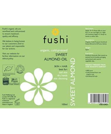 Fushi Sweet Golden Almond Organic Oil 100ml - Extra Virgin, Biodynamically Harvested & Cold Pressed - Buy Online on GoSupps.com