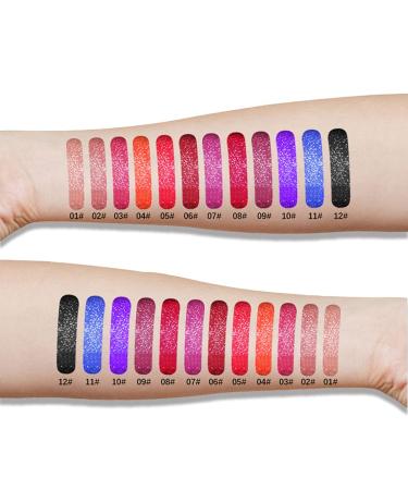 Skynest 12 Colors Matte Liquid Lipstick Set - Long Wear Waterproof & Shimmer Finish | Sexy Nude Shades for All-Day Color - Buy Online on GoSupps.com