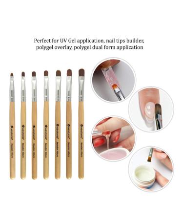 Winstonia 7pcs Gel Nail Brush Set for Nail Tips Builder & Overlay - Oval Brushes for Sculpting Poly Gel and Extensions - Manicure Painting Pen - Wooden Allure - Buy Online on GoSupps.com