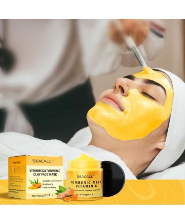 Turmeric Vitamin C Facial Mask with Aloe Vera & Vitamin E - Deep Cleanse Brighten & Moisturize (5.29 oz) | International Shipping - Buy Online on GoSupps.com