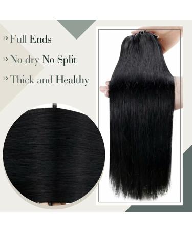 LAAVOO Microring Extensions - Real Hair Black Micro Loop Extensions 50g | Smooth #1 45 cm Invisible Microring - Buy Online on GoSupps.com