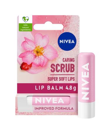 NIVEA 2in1 Caring Lip Scrub (4.8g) Lip Balm with Rosehip Oil and Vitamin E Gently Exfoliates for Super Soft Lips Intensive Lip Care No Need to Wipe Off - Buy Online on GoSupps.com