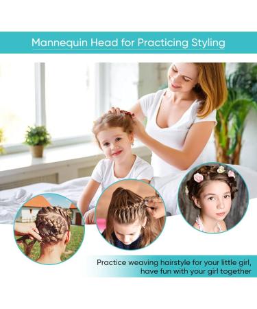 EJOOUS Real Hair Hairdressing Training Head with Holder - Premium Exercise Wig Head for Professionals & Students - Buy Online on GoSupps.com
