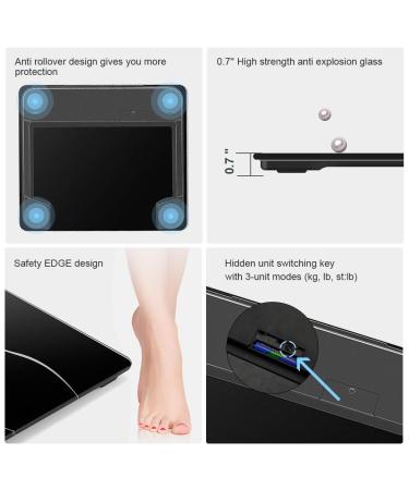 BobBros Digital Body Weight Scale - Step-On Technology, High Accuracy 0.2 lb/0.1 kg, 400 lbs/180 kgs Capacity (Black) - Buy Online on GoSupps.com