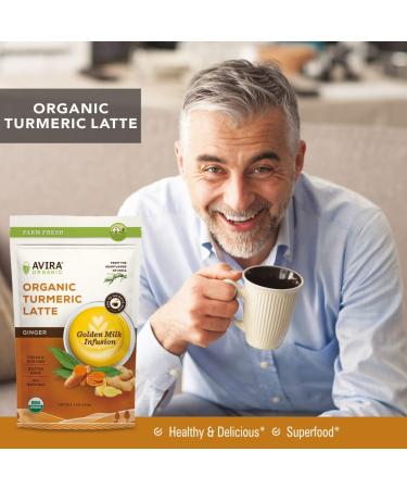 Avira Organic Turmeric Latte Ginger 4oz - Curcumin, Vanilla, Black Pepper, Cinnamon, Cardamom - Superfood Golden Milk Infusion - Vegan & All Natural - Buy Online on GoSupps.com