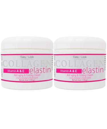 Collagen Elastin Cream Vitamins A & E Anti aging and Firming Cream 4oz 2 PACK