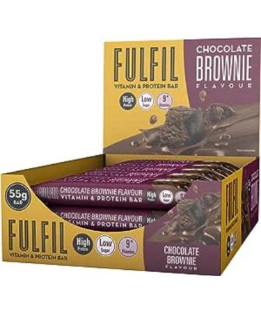 Fulfil Vitamin and Protein Bar (15 x 55 g Bars) Chocolate Brownie Flavour 20 g High Protein 9 Vitamins Low Sugar Chocolate Brownie 55g