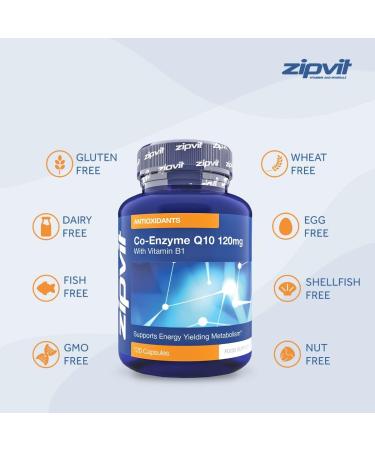 Co-Enzyme Q10 120mg with Vitamin B1 120 Capsules | Supports Heart Function & Energy | 4 Months Supply - Buy Online on GoSupps.com