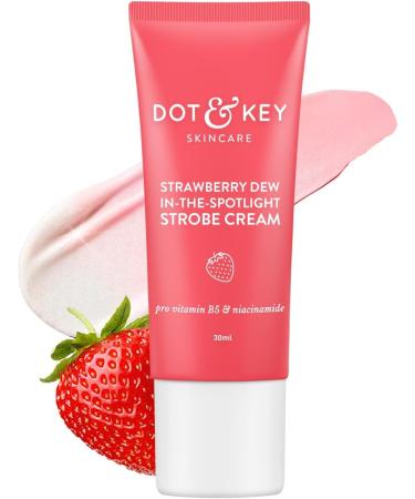 MENT Dot- & Key- Strawberry Dew Strobe Cream for Face | Skin Radiance Cream | Moisturizer & Highlighter for Face | for Dewy Glazed Instant Glow | Boosts Hydration| for Women & Men | 30ml