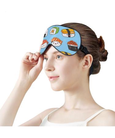 Kawaii Sushi Sleep Mask - Adjustable Strap Eye Cover for Sleeping, Blocking Light - Men and Women - Buy Online on GoSupps.com