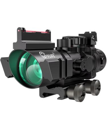 CVLIFE 4x32 Tactical Rifle Scope Red & Green &Blue Illuminated Reticle Scope with Fiber Optic Sight