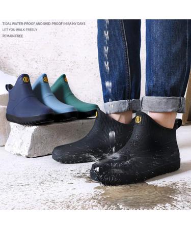 Fereshte Men's Ankle Rain Boots - Waterproof PVC Short Rubber Garden Boots (Size 10.5, Black) - Buy Online on GoSupps.com