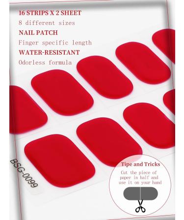 Kalolary 32PCS Gel Nail Polish Strips - Bright Red | Adhesive Full Wrap Sticker with Nail File | Waterproof & Long-Lasting | UV/LED Lamp Required - Buy Online on GoSupps.com