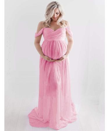 Maeau Maternity Photography Props Dress - Elegant Ladies Maternity Dress for Wedding Party | Pink - Buy Online on GoSupps.com