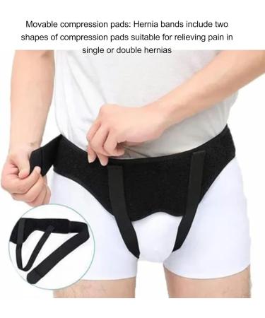 Adjustable Hernia Support Belt for Men - Dual Shape Pads Removable Compression Ideal for Single & Double Inguinal Hernia - Buy Online on GoSupps.com