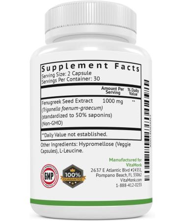 Buy VitaMonk FenuTrax Fenugreek Extract 50% Standardized with High Furostanol Glycosides | 60 Capsules for Enhanced Performance - Buy Online on GoSupps.com
