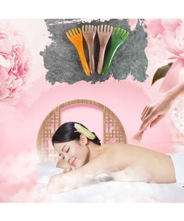 All Foryou Harz Beeswax Head Massage Kamm & Chinese Gua Sha Stick - Five-Claw Massager for Head & Body - Meridian Yellow - Buy Online on GoSupps.com