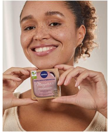 Nivea MagicBar Solid Facial Cleanser 75g - Natural & Radiant Skin with Rose Extract & Vitamin E | Certified Cosmetics - Buy Online on GoSupps.com