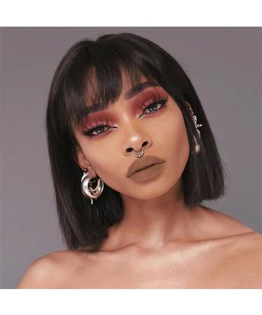 Queentas 10" Wig Women Human Hair Wig Bob Women Black 100% Human Hair Wig for Black Women - Buy Online on GoSupps.com