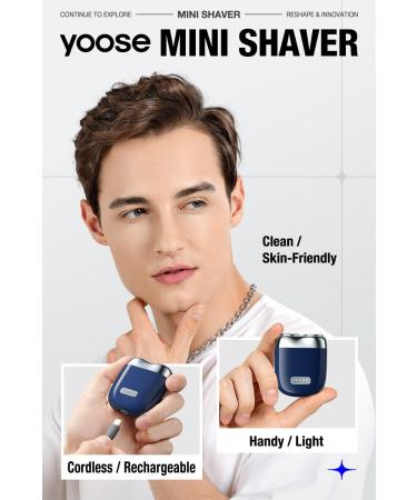 Alloy Mini Electric Razor for Men Portable Cordless Travel Electric Shaver USB-C Rechargeable Electric Shavers for Men IPX7 Waterproof Magnetic Detachable Head Dry Shave Leather Case Included Blue - Buy Online on GoSupps.com