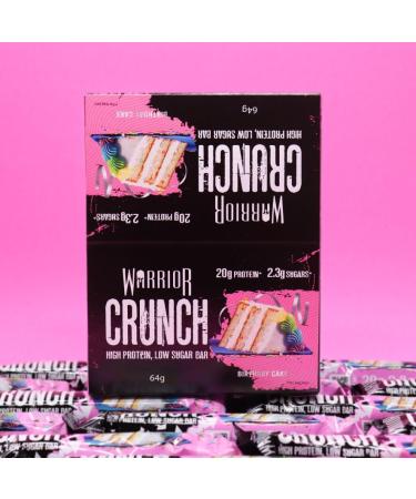 Warrior CRUNCH Birthday Cake High Protein Bars - 20g Protein - 12 Pack x 64g - Buy Online on GoSupps.com