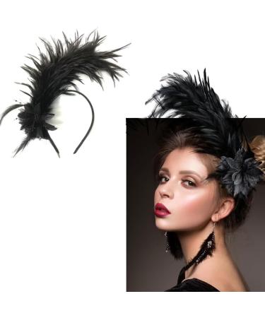 hgnxa Feather Headband Fascinator Headband Cosplay Hair Hoop 1920s Style Headpiece Vintage Feather Hair Accessory for Women Pink - Buy Online on GoSupps.com