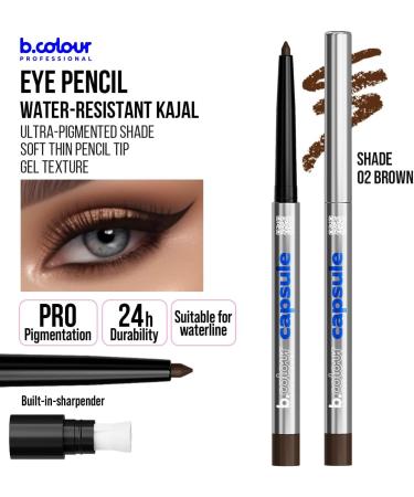 B.COLOUR PROFESSIONAL Automatic Kohl Pencil / 02 Brown PRO CAPSULE - Buy Online on GoSupps.com