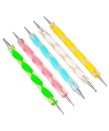 Jsdoin 5 pc 2 Way Dotting Pen Tool Nail Art Tip Dot Paint Manicure kit